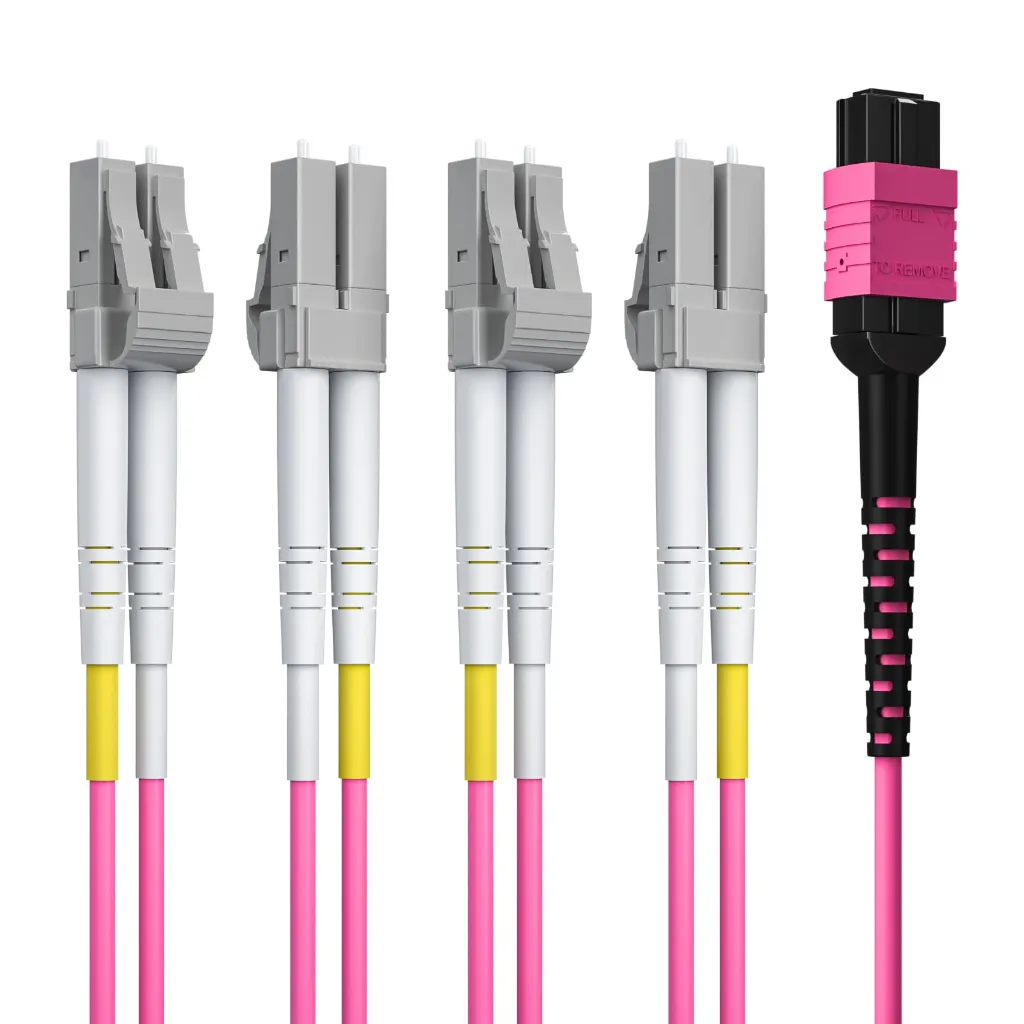 Breakout Cable MTP Female to 4 DLC/UPC 8F, MMF, Type B, 5m